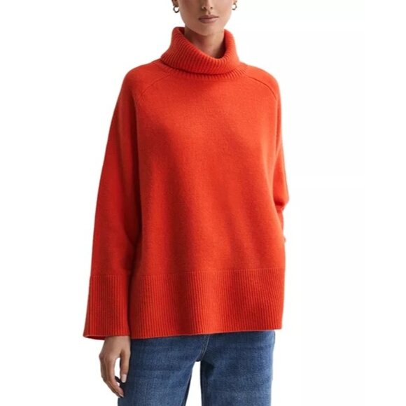 REISS Edina Cashmere Blend Roll Neck Sweater in Orange Size L - Picture 1 of 13
